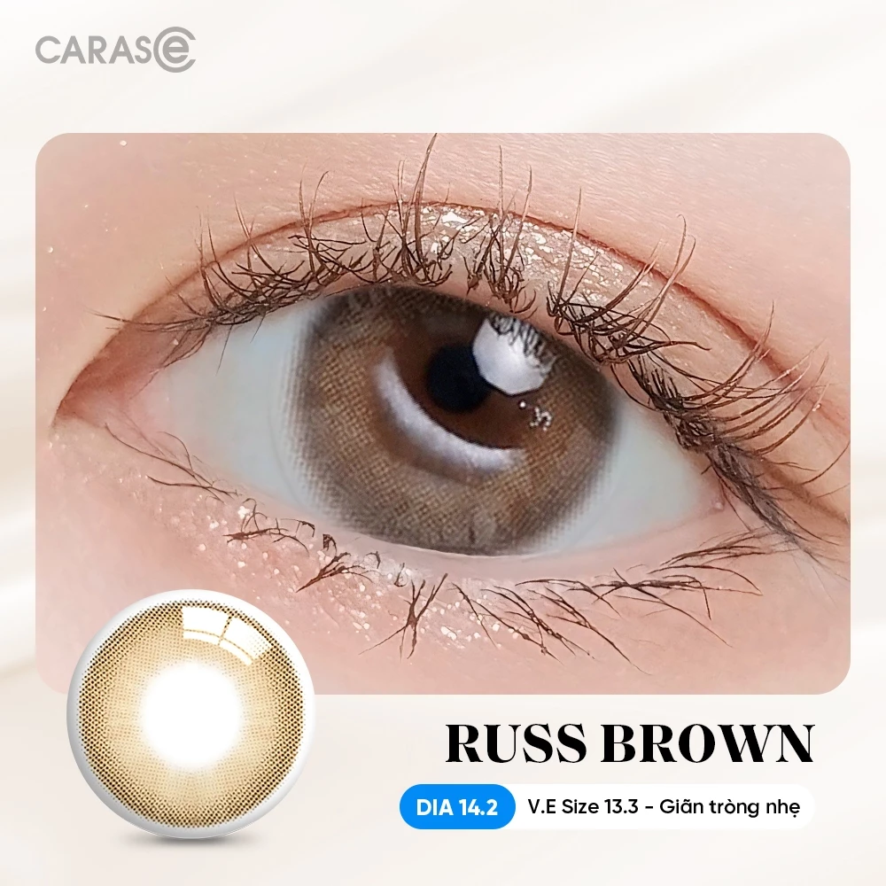 Kính áp tròng khoá ẩm 1 Ngày Màu Nâu CARASE, lens cận RUSS BROWN (1 bên mắt) - 3