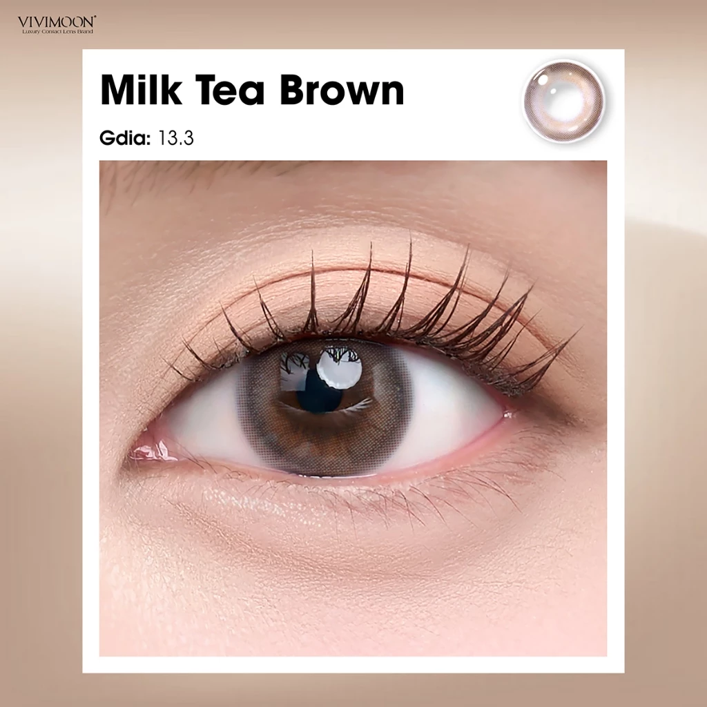 Kính áp tròng VIVIMOON LENS 1 ngày màu nâu trà sữa tự nhiên Milk Tea Brown độ cận từ 0-8 (Giá 1 chiếc /1 bên mắt) - 3