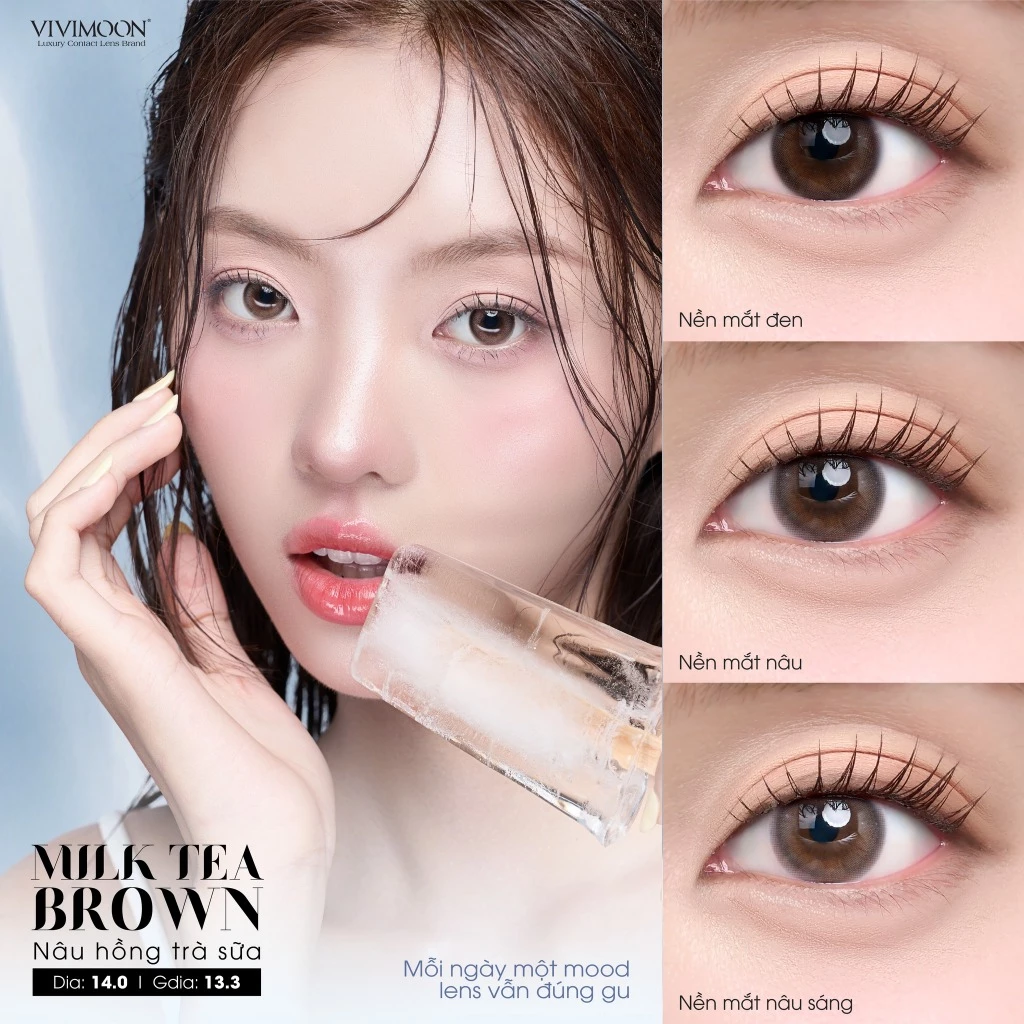 Kính áp tròng VIVIMOON LENS 1 ngày màu nâu trà sữa tự nhiên Milk Tea Brown độ cận từ 0-8 (Giá 1 chiếc /1 bên mắt) - 5