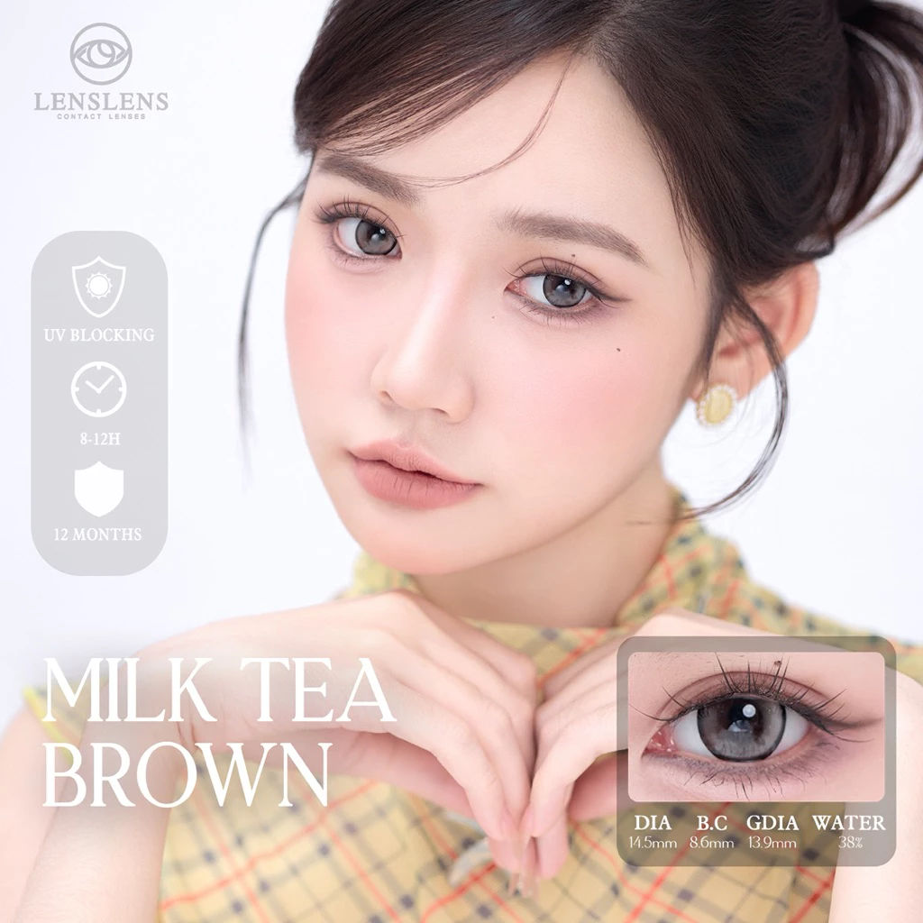 Lens Mắt Kính Áp Tròng Nâu Trà Sữa Milk Tea Brown 14.5mm