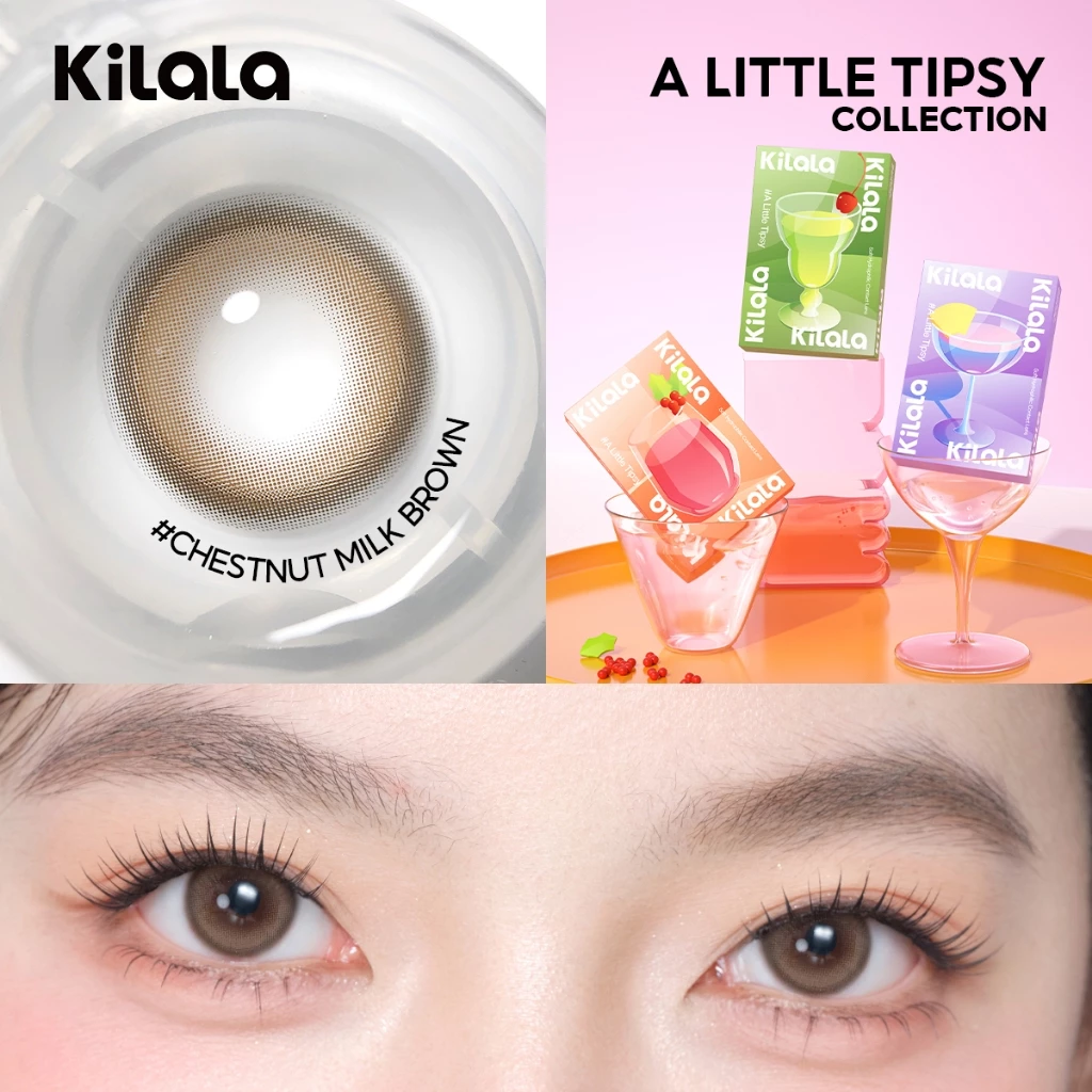 Kính áp tròng Kilala màu nâu Chestnut Milk Brown/Whiskey Brown lens cận 6 tháng DIA 14.2mm có độ (0-8) 1 cặp - 4