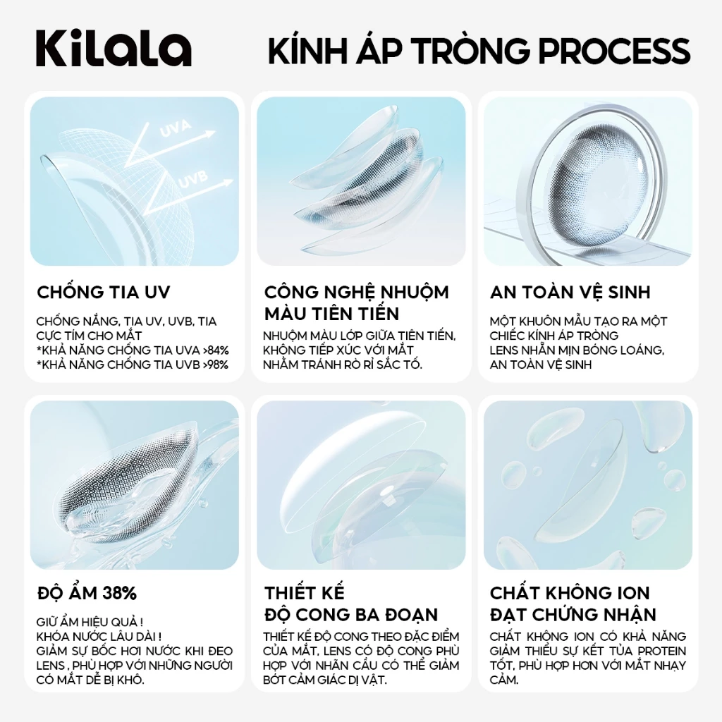 Kính áp tròng Kilala màu nâu Chestnut Milk Brown/Whiskey Brown lens cận 6 tháng DIA 14.2mm có độ (0-8) 1 cặp - 6