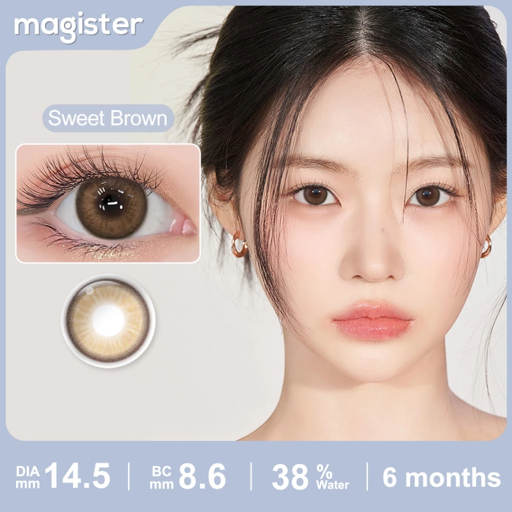 Magister kính áp tròng màu có độ (0-6)1 cặp Black/Allure Gray 14.2-14.5mm Đôi mắt to 6 tháng lens Trông tự nhiên - 4