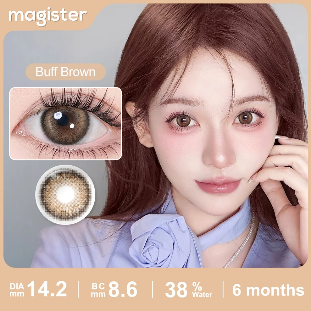 Magister kính áp tròng màu có độ (0-6)1 cặp Black/Allure Gray 14.2-14.5mm Đôi mắt to 6 tháng lens Trông tự nhiên - 5