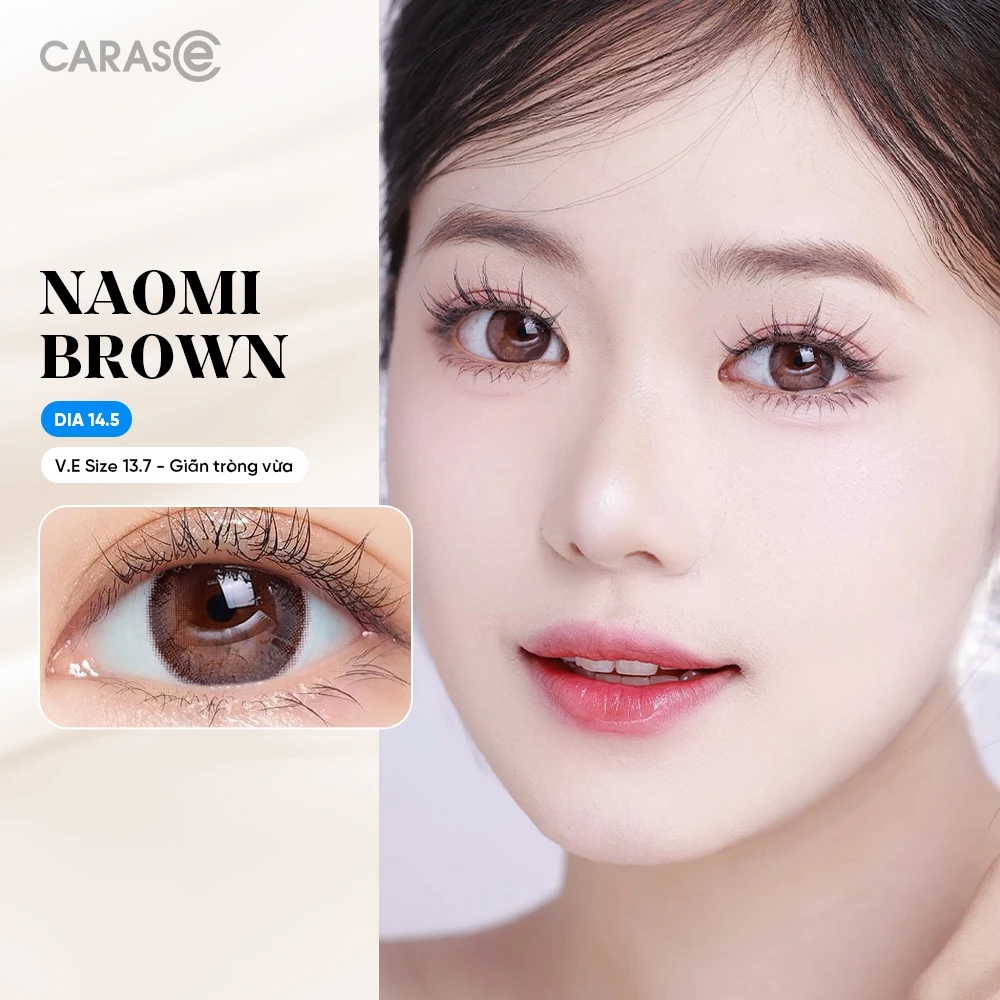 Kính áp tròng khoá ẩm 1 Ngày Màu Nâu Mật Ong CARASE, Lens cận NAOMI BROWN (1 bên mắt)