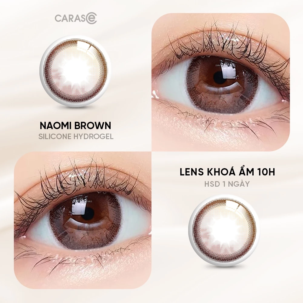 Kính áp tròng khoá ẩm 1 Ngày Màu Nâu Mật Ong CARASE, Lens cận NAOMI BROWN (1 bên mắt) - 4