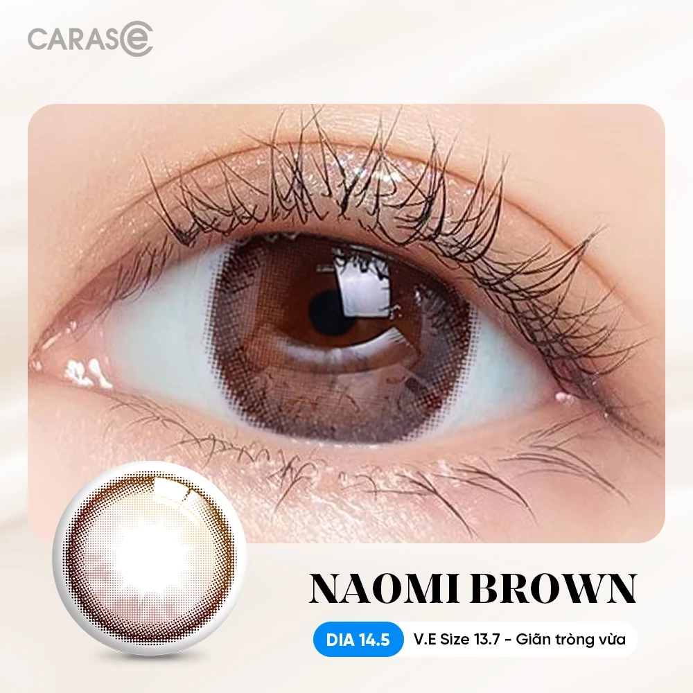 Kính áp tròng khoá ẩm 1 Ngày Màu Nâu Mật Ong CARASE, Lens cận NAOMI BROWN (1 bên mắt) - 5