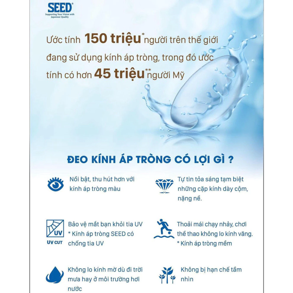 Lens 1 ngày LILYEYEWEAR kính áp tròng cận không màu SEED 1dayPure moisture số 1 Nhật Bản độ tới 6.5 - 2