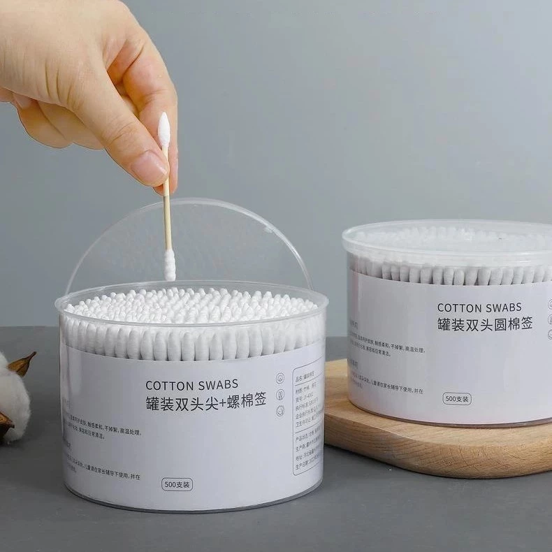 Hộp 500 Tăm Bông Thân Gỗ Ngoáy Tai Người Lớn 2 Đầu Vệ Sinh Tai Đa Năng An Toàn Tiện Lợi - 2