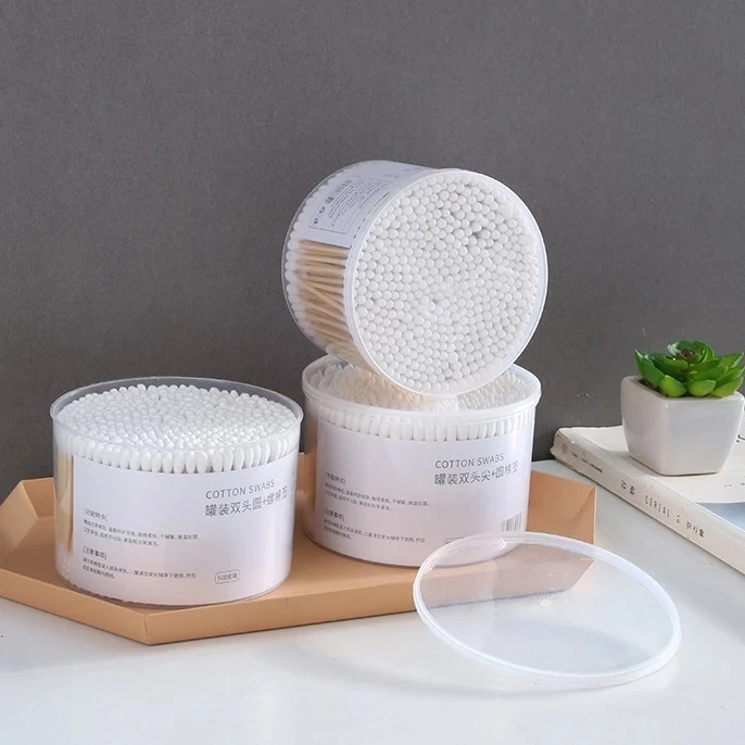 Hộp 500 Tăm Bông Thân Gỗ Ngoáy Tai Người Lớn 2 Đầu Vệ Sinh Tai Đa Năng An Toàn Tiện Lợi - 4