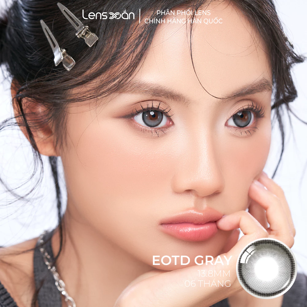 Kính áp tròng cận 6 tháng LENS XOẮN lens xám tự nhiên có viền tròn mắt hàn quốc chính hãng OLENS EOTD - 2