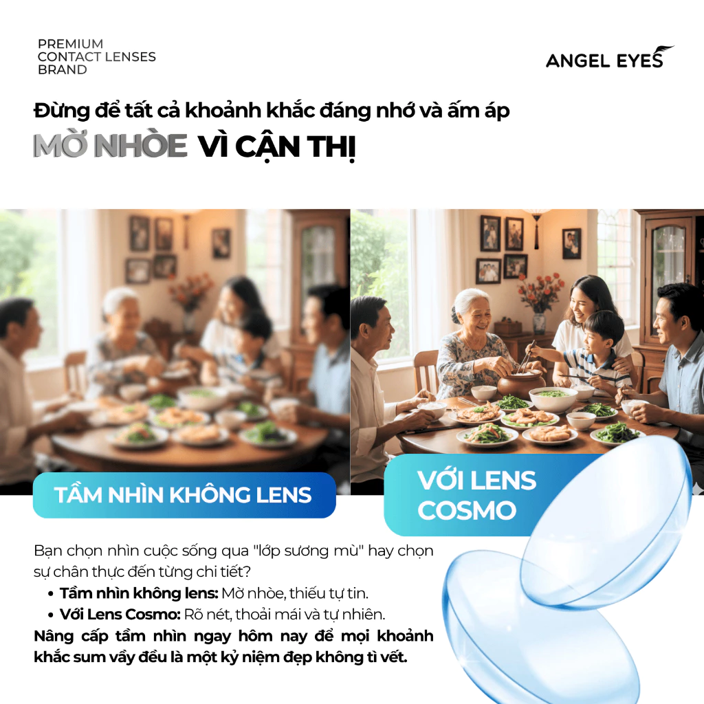 Lens cận Angel Eyes Cosmo trong suốt có độ từ 0 đến 15 độ | Kính áp tròng cận trong suốt có độ - 3