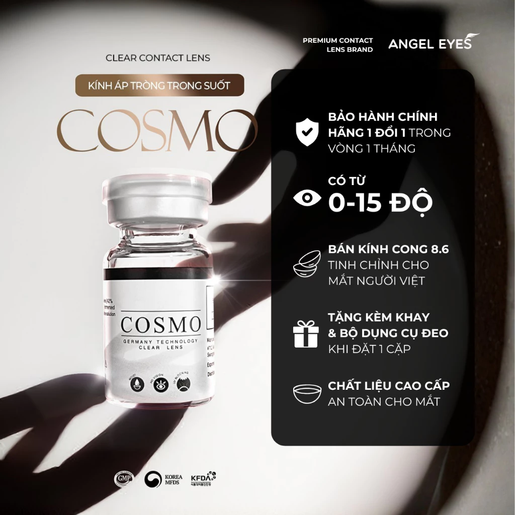 Lens cận Angel Eyes Cosmo trong suốt có độ từ 0 đến 15 độ | Kính áp tròng cận trong suốt có độ - 4