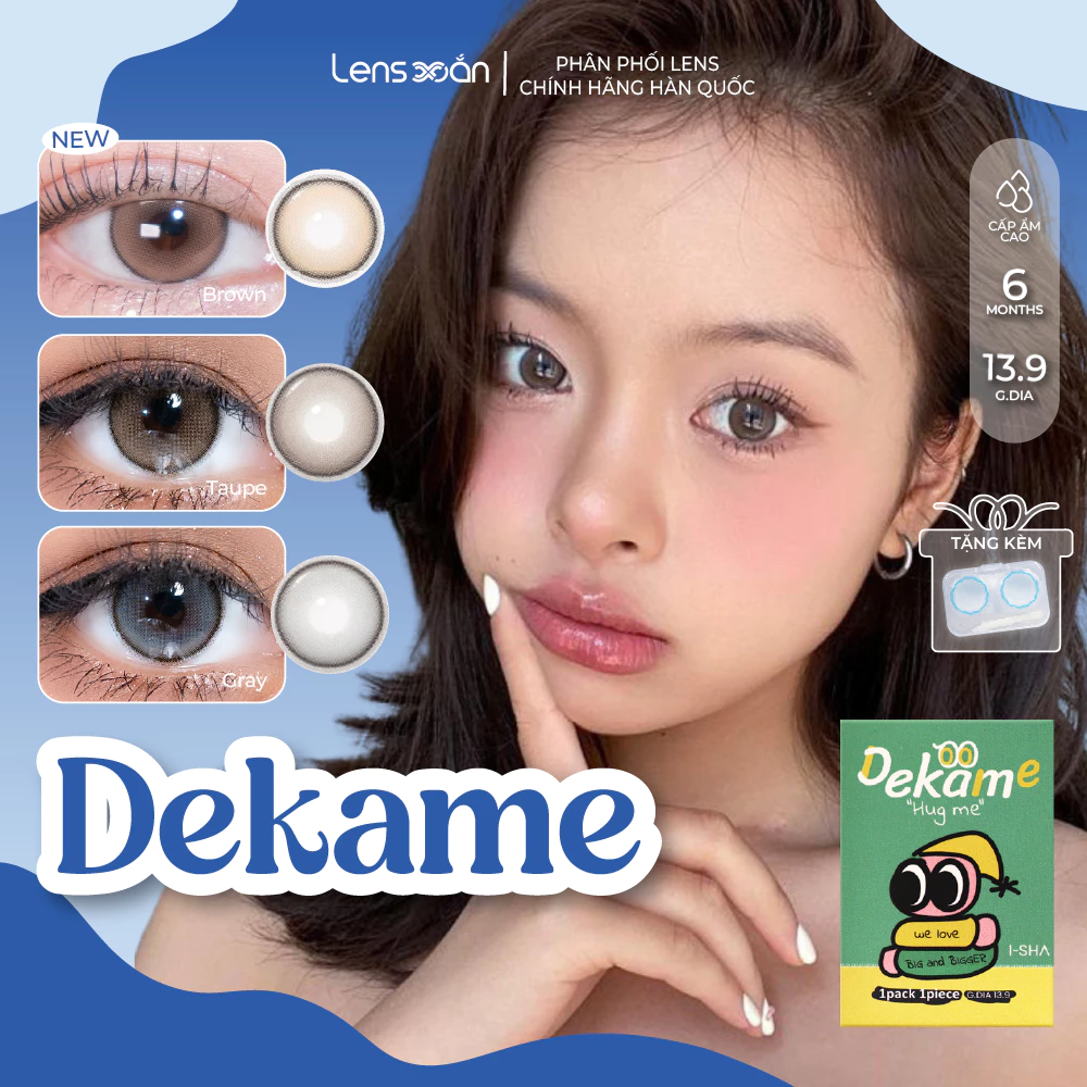 Kính áp tròng cận 6 tháng LENS XOẮN lens tự nhiên giãn tròng có viền trong veo hàn quốc ISHA DEKAME