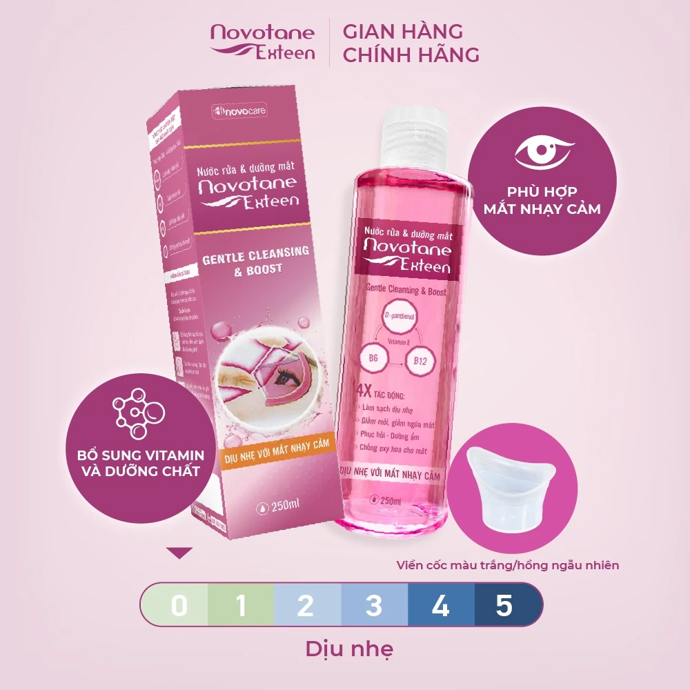 Nước rửa và dưỡng mắt Novotane Exteen Làm Sạch Bụi Bẩn Dưỡng Mắt Hỗ Trợ Giảm Khô Mắt, Mỏi Mắt 250ml - 4