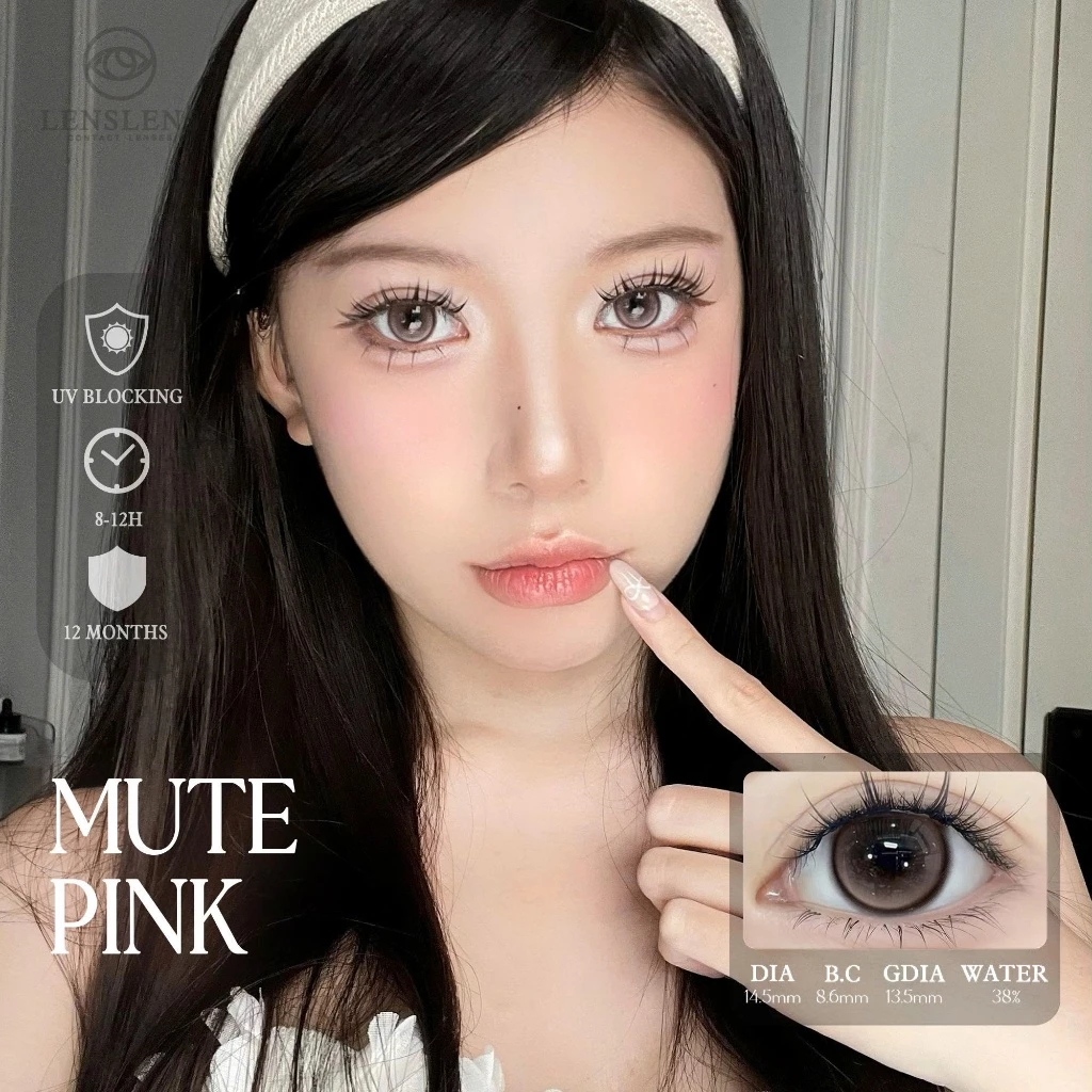 Lens Mắt Kính Áp Tròng Hồng Đất Tự Nhiên Mute Pink_14.5mm ( Độ giãn thực tế sẽ nhỏ như các mẫu Dia 14.2mm)