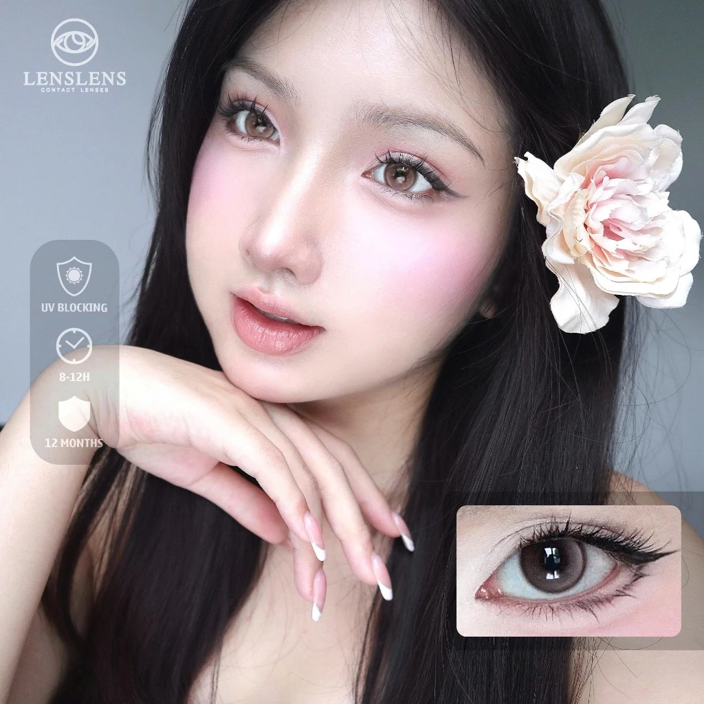 Lens Mắt Kính Áp Tròng Hồng Đất Tự Nhiên Mute Pink_14.5mm ( Độ giãn thực tế sẽ nhỏ như các mẫu Dia 14.2mm) - 2