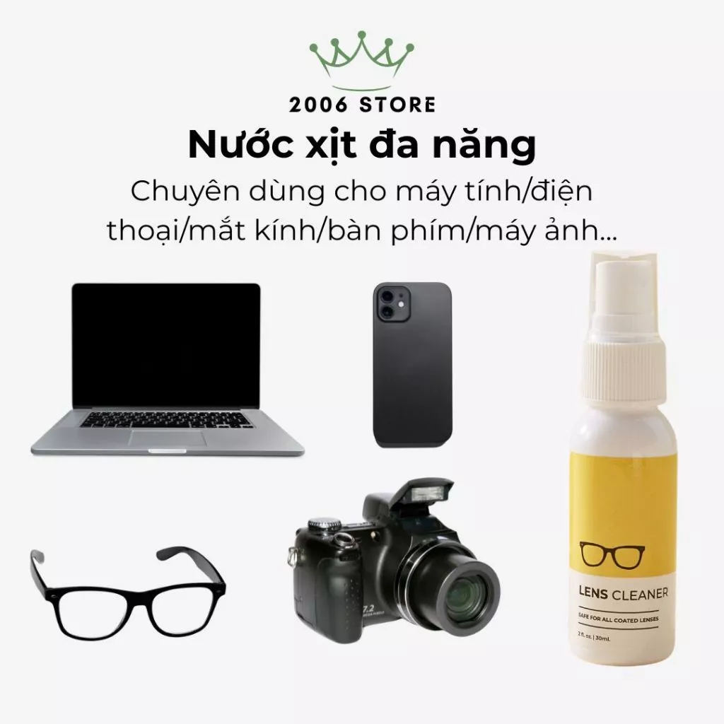 Nước xịt rửa mắt kính làm sạch điện thoại máy tính 30ml - 3