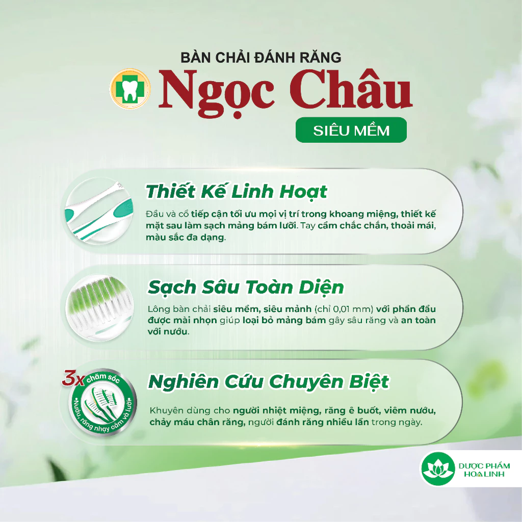 Bàn chải đánh răng Ngọc Châu Siêu Mềm Hoa Linh - 5