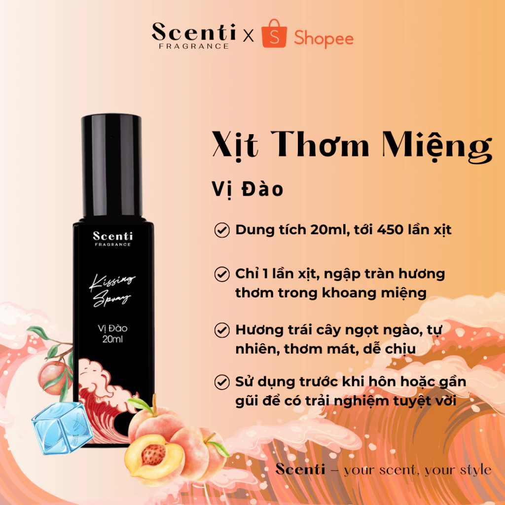 Xịt Thơm Miệng Kissing Spray Scenti 20ml Chai Mới Hương Thơm Ngọt Mát, Tự Nhiên - Dạng Xịt - 2