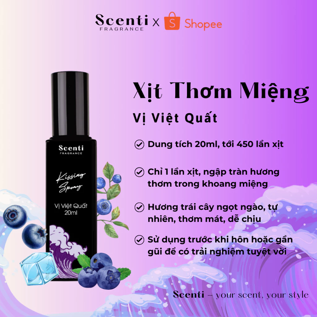 Xịt Thơm Miệng Kissing Spray Scenti 20ml Chai Mới Hương Thơm Ngọt Mát, Tự Nhiên - Dạng Xịt - 4