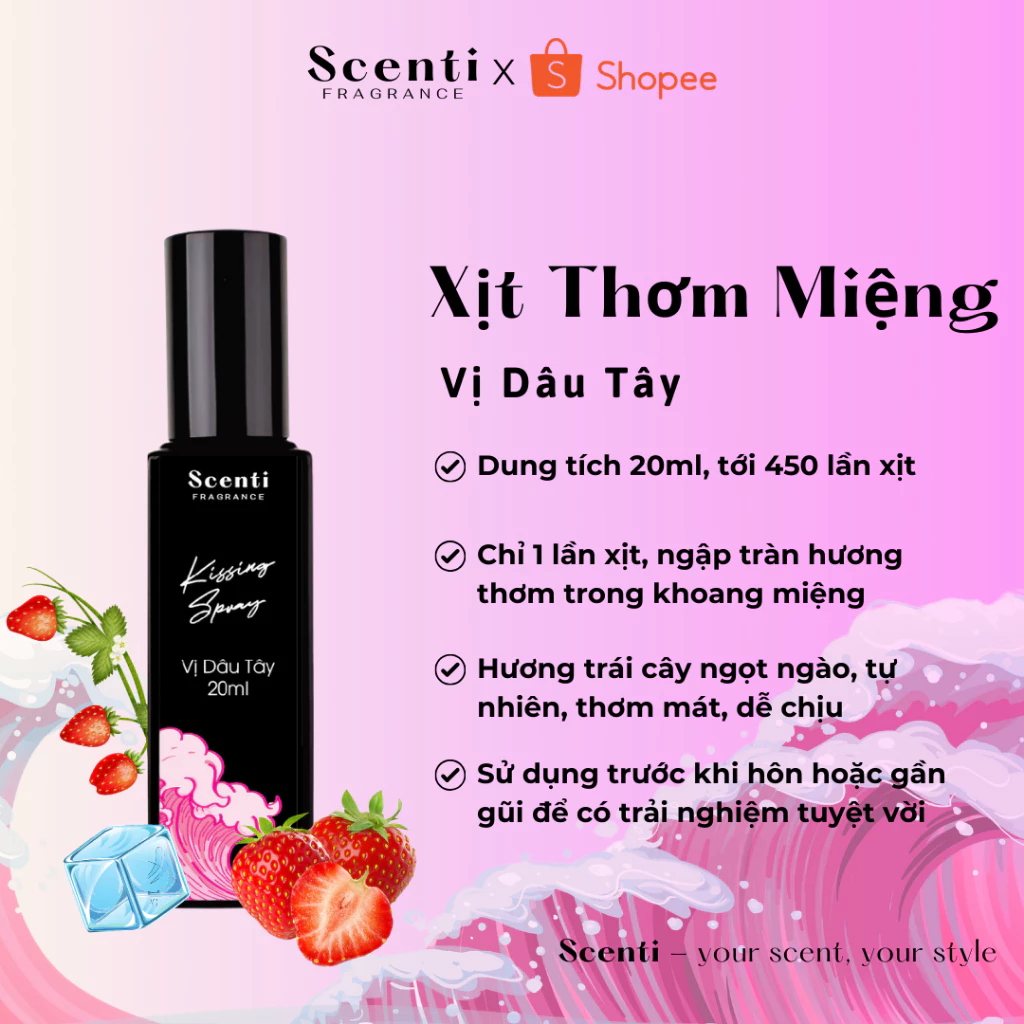 Xịt Thơm Miệng Kissing Spray Scenti 20ml Chai Mới Hương Thơm Ngọt Mát, Tự Nhiên - Dạng Xịt - 6