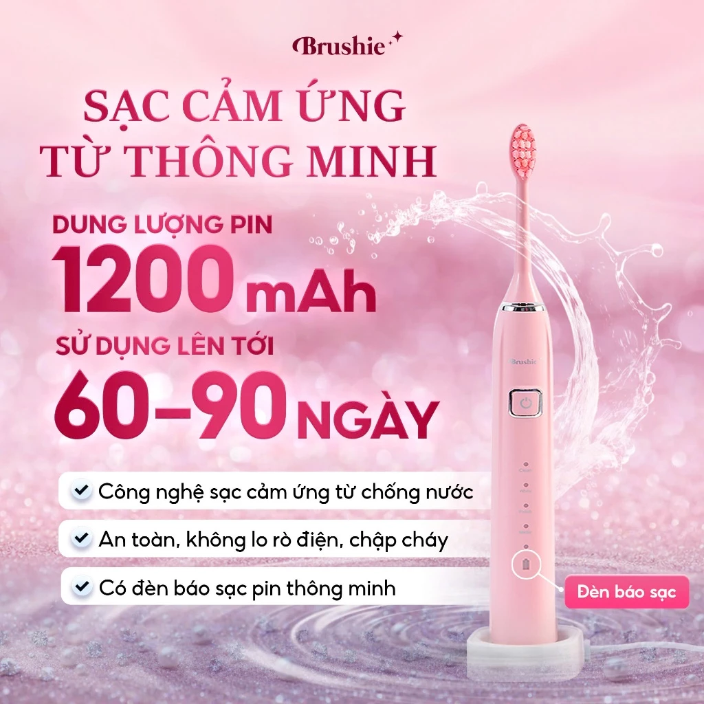 [GIÁ 525K TẠI LIVE SHOP] Bàn chải điện Brushie Ultra Plus tích hợp máy rửa mặt 2in1 phiên bản Nâng Cấp 2025 - 4