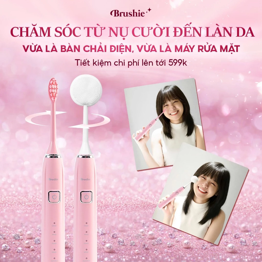 [GIÁ 525K TẠI LIVE SHOP] Bàn chải điện Brushie Ultra Plus tích hợp máy rửa mặt 2in1 phiên bản Nâng Cấp 2025 - 5