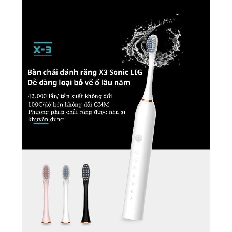GÓI DỊCH VỤ BẢO HÀNH 1 NĂM CHO Bàn Chải Điện Đánh Răng Lông Mềm Chống Nước Kèm 4 Đầu Thay Thế - 3