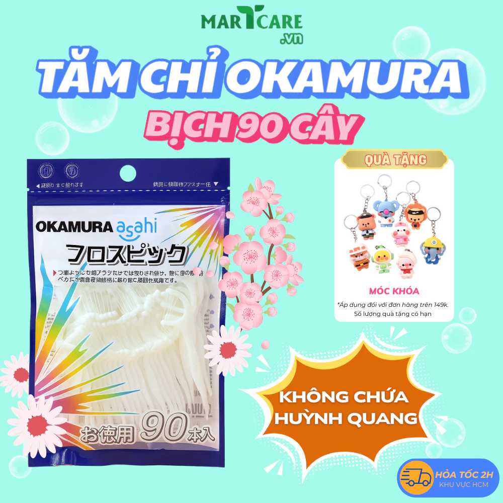 [BỊCH 50C-90C] Tăm Chỉ Nha Khoa Okamura Nhật Bản, Tăm Chỉ Kẽ Răng, Xỉa Răng Làm Sạch An Toàn