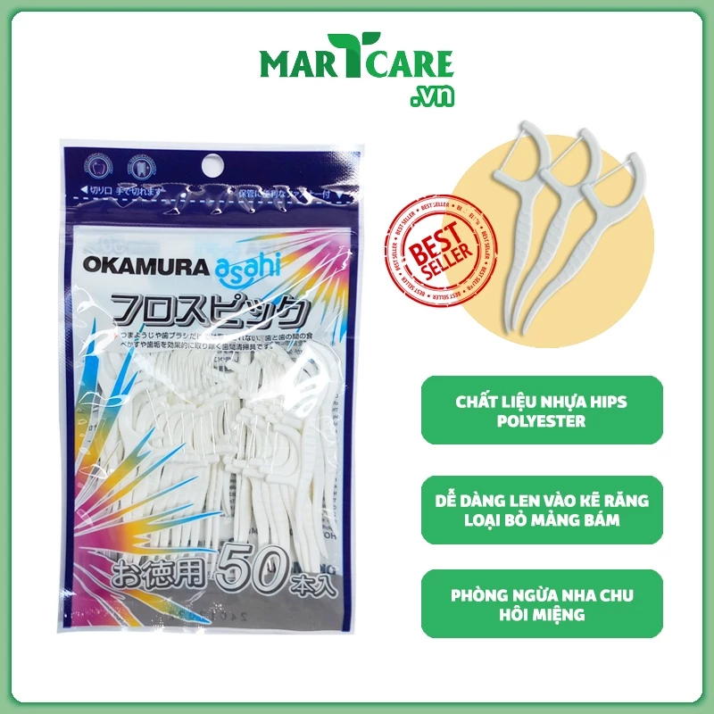 [BỊCH 50C-90C] Tăm Chỉ Nha Khoa Okamura Nhật Bản, Tăm Chỉ Kẽ Răng, Xỉa Răng Làm Sạch An Toàn - 4