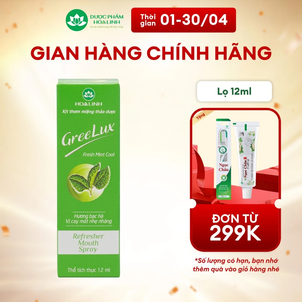 Xịt Thơm Miệng Thảo Dược Greelux Fresh Mint Cool (vị cay mát nhẹ nhàng)