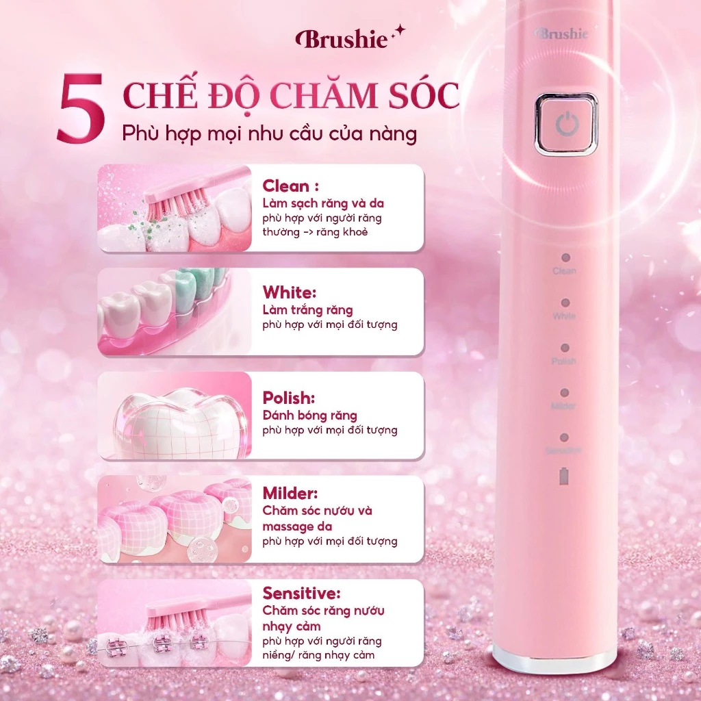 [GIÁ 525K TẠI LIVE SHOP] Bàn chải điện Brushie Ultra Plus tích hợp máy rửa mặt 5 chế độ phiên bản nâng Cấp 2025 - 2