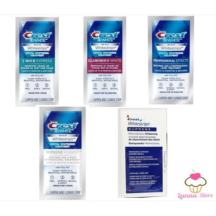[1 GÓI LẺ ] Miếng dán trắng răng Crest 3D White - Mỹ ( Supreme Flexfit / Professional Effects / Glamorous / 1 hour ) - 4