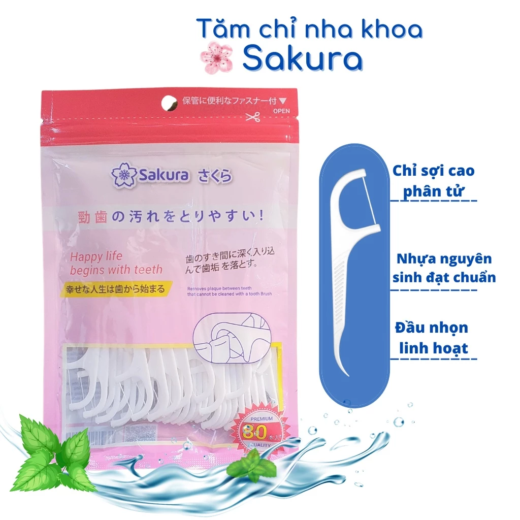 Tăm chỉ nha khoa Nhật Bản Sakura - Sunny - Haka gói 80 - 50 que, chăm sóc răng miệng. - 4