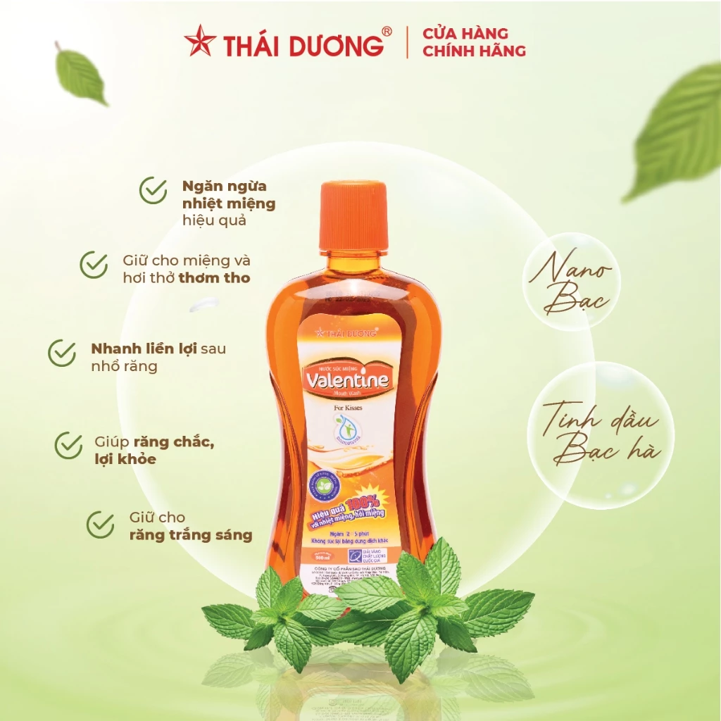 Nước súc miệng Valentine ngăn ngừa nhiệt miệng, hôi miệng, sâu răng, 500ml - Sao Thái Dương 500ml - 2