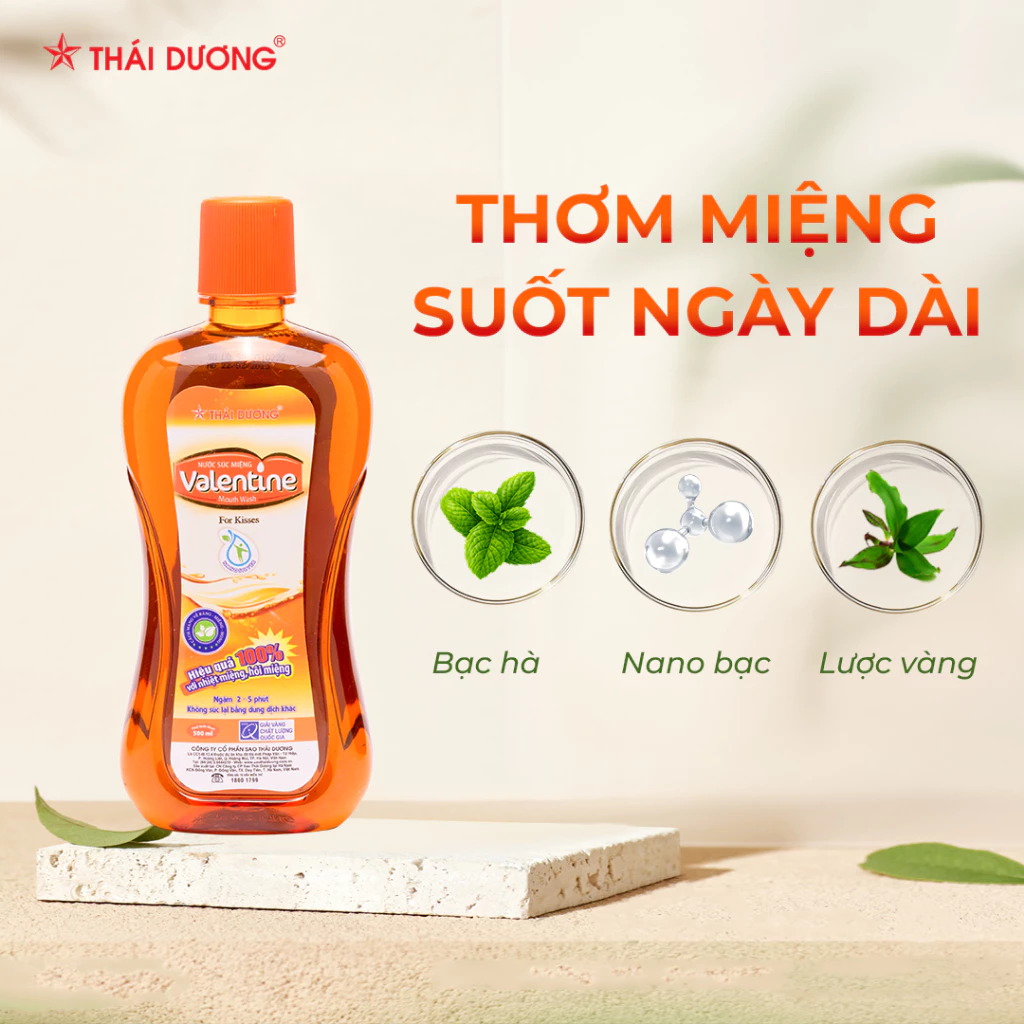 Nước súc miệng Valentine ngăn ngừa nhiệt miệng, hôi miệng, sâu răng, 500ml - Sao Thái Dương 500ml - 5