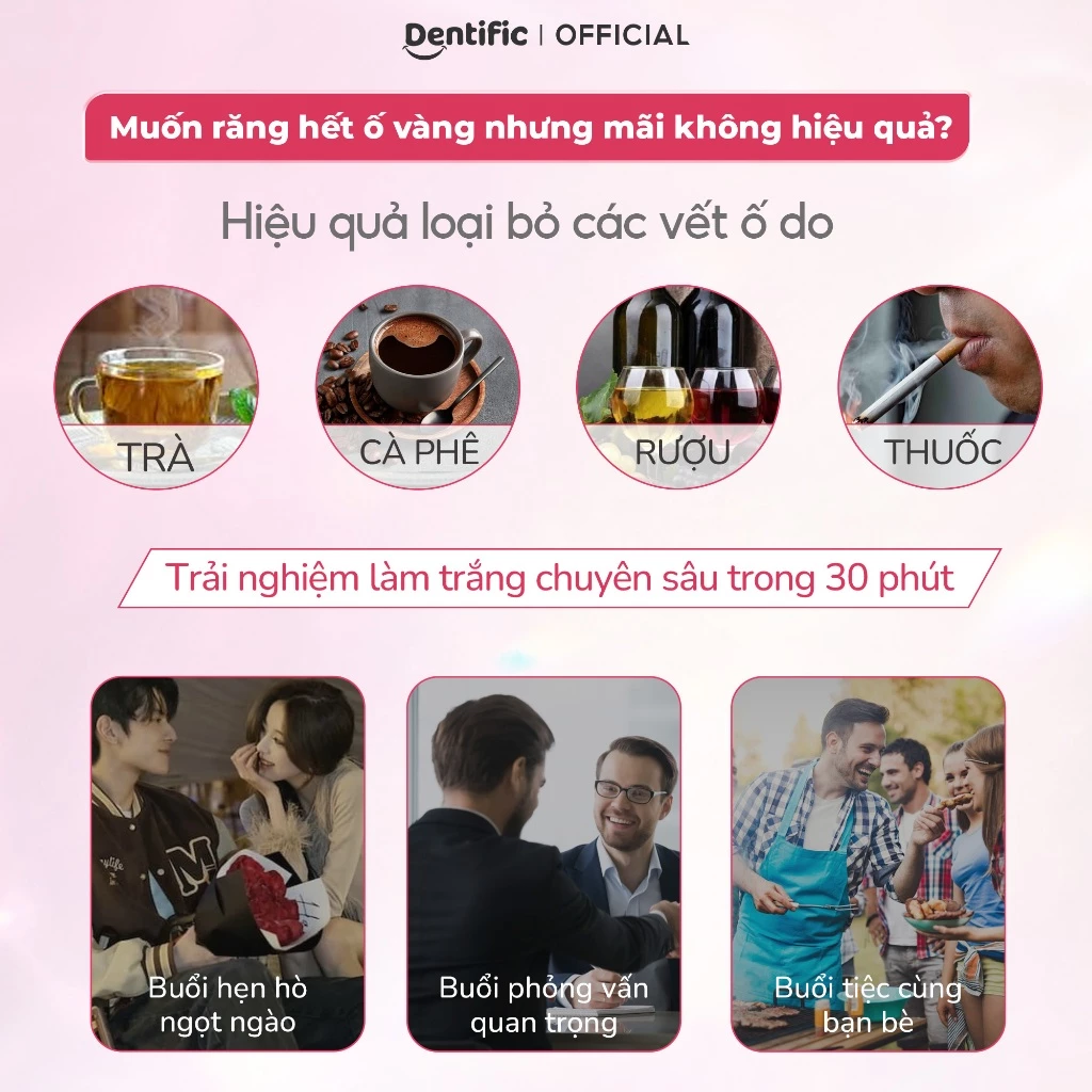 Miếng dán trắng răng Dentific sạch mảng bám, hỗ trợ cải thiện ố vàng răng miệng, hộp 5 miếng trắng răng - 3