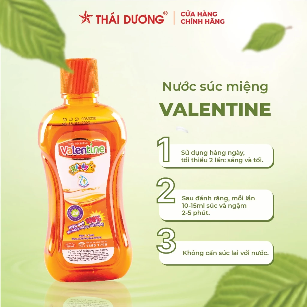 Nước súc miệng Valentine ngăn ngừa nhiệt miệng, hôi miệng, sâu răng dành cho người lớn, trẻ em - 3