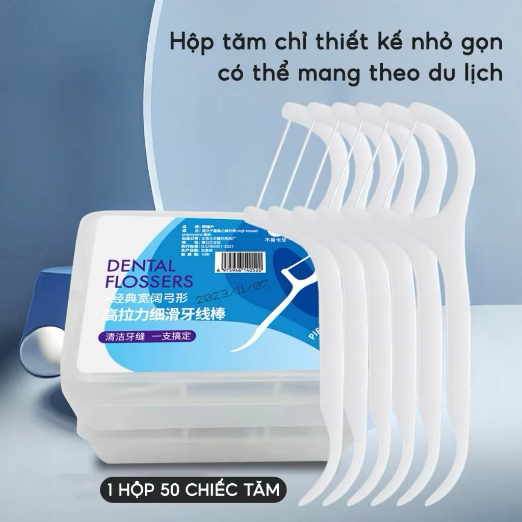 [COMBO 12 HỘP] Tăm Chỉ Nha Khoa hộp 50 cái, Tăm chỉ, Tăm nha Khoa