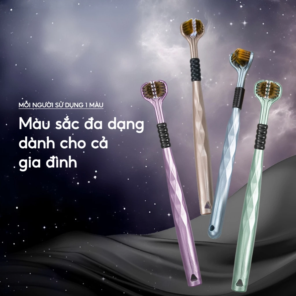 Hộp 4 Chiếc bàn chải đánh răng 3 Chiều JYoohome Bàn chải chải êm ái Làm sạch sâu đánh sạch mảng bám - 2