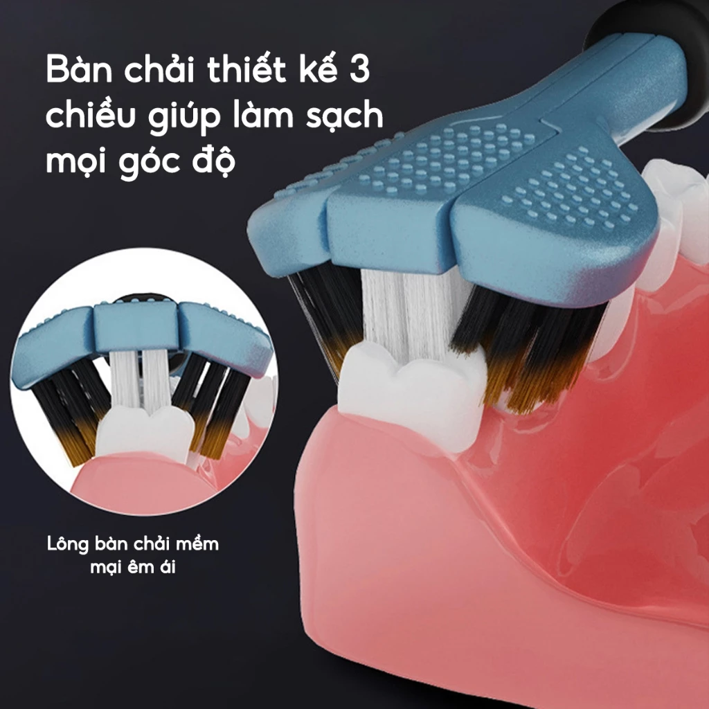 Hộp 4 Chiếc bàn chải đánh răng 3 Chiều JYoohome Bàn chải chải êm ái Làm sạch sâu đánh sạch mảng bám - 6
