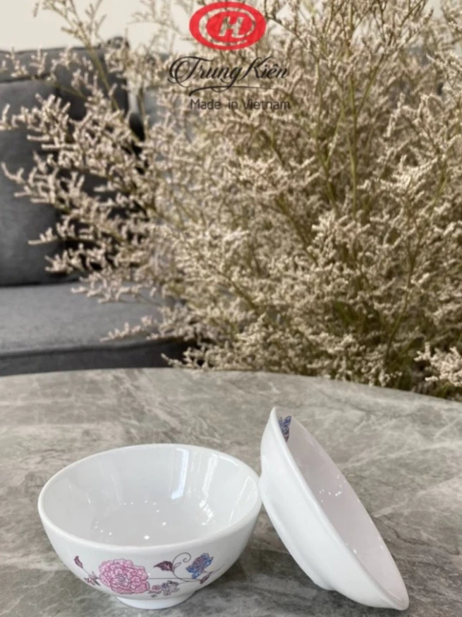Bát đĩa chấm họa tiết hoa hồng cao cấp 9.2cm Sứ Trung Kiên chén dĩa gia vị, nước mắm - Vỡ 1 đổi 1 - 3