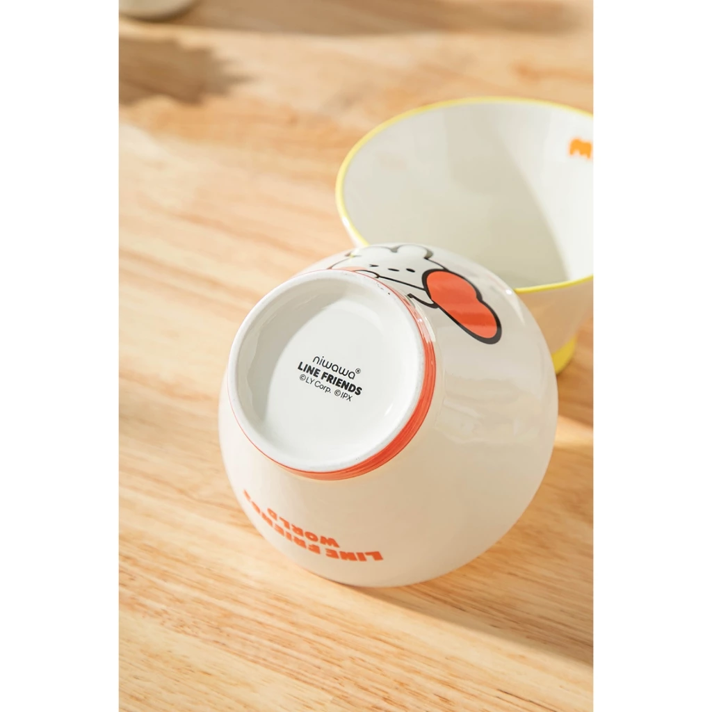 Bộ chén bát , dĩa , khay , ly dụng cụ đựng thức ăn hoạt hình LINE FRIENDS Thỏ T105- SH Gốm sứ - 6