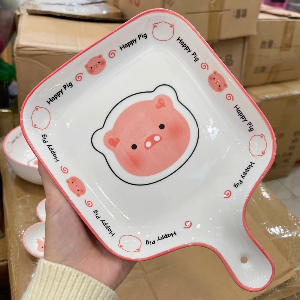 Bát Đĩa Gốm Sứ Decor, Bát Ăn Cơm, Bát Ăn Chè, Chén Dĩa Dễ Thương Bộ Bát Đĩa Heo Hồng Cực Đáng yêu Cho Bé - 6