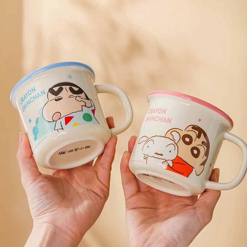 Bộ chén bát , dĩa ,ly dụng cụ đựng thức ăn hoạt hình CRAYON SHINCHAN Trắng Hồng bằng sứ - SH gốm sứ - 5