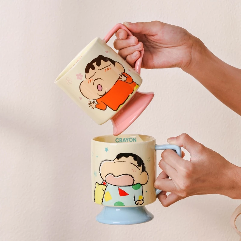 Bộ chén bát , dĩa ,ly dụng cụ đựng thức ăn hoạt hình CRAYON SHINCHAN Trắng Hồng bằng sứ - SH gốm sứ - 6