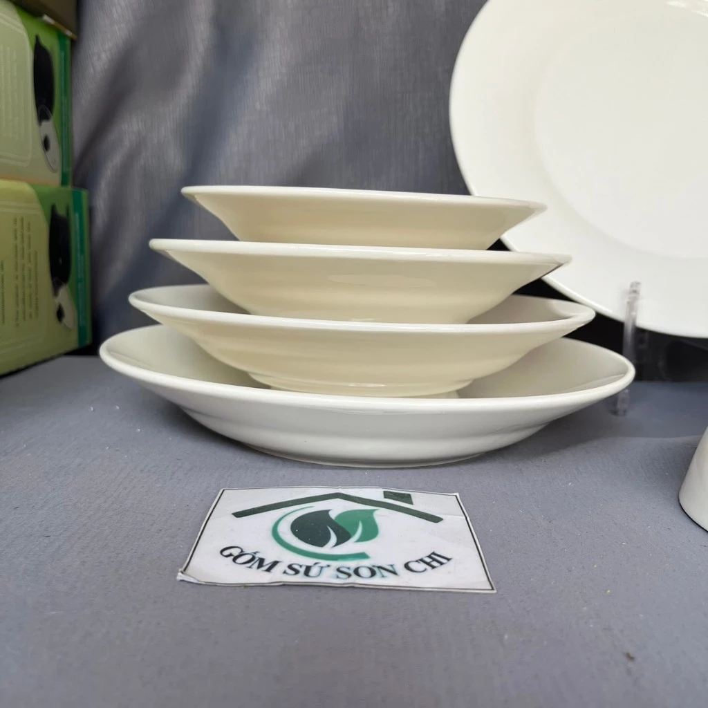 BỘ 13 món TÔ CHÉN DĨA TRẮNG DÀY gốm sứ dùng cho quán ăn, gia đình - 2