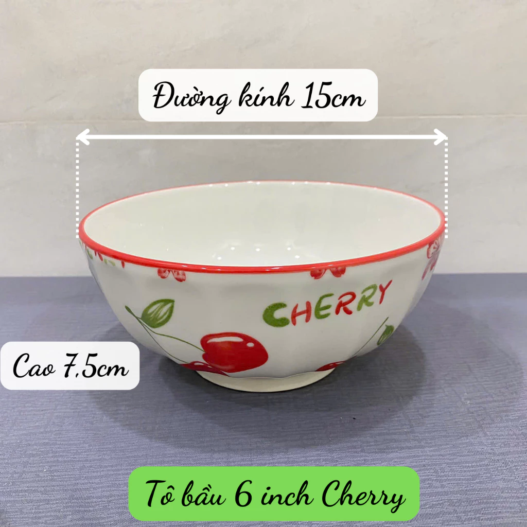 Bộ Cherry lẻ món bằng gốm sứ tô chén dĩa đủ món, đủ size - 3