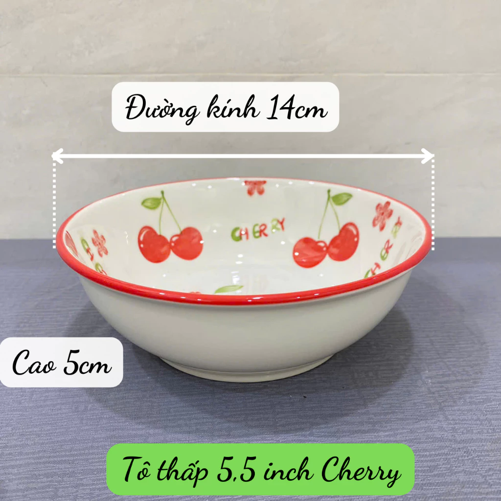 Bộ Cherry lẻ món bằng gốm sứ tô chén dĩa đủ món, đủ size - 4